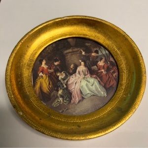 PATTER G.B. Florence Italy Vintage Mini Framed Paintings Meeting At The Garden